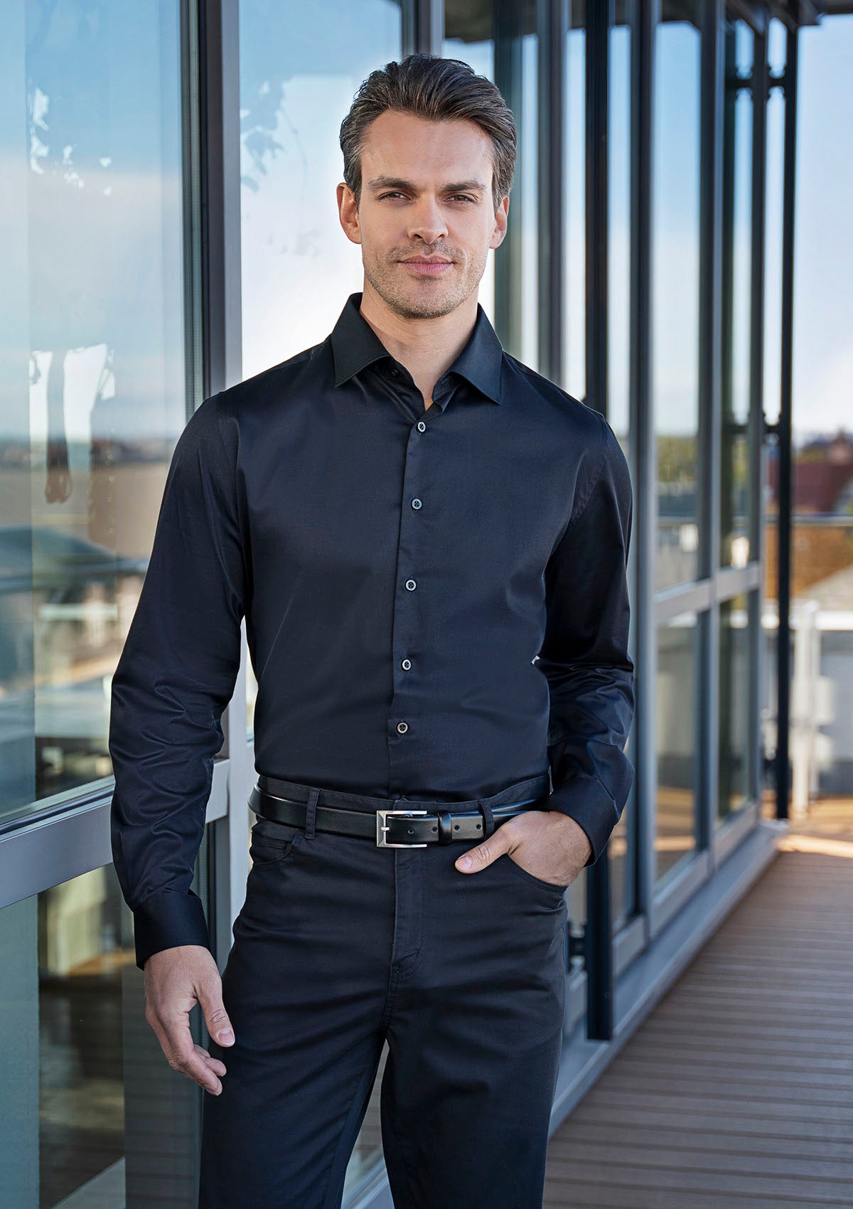 Men's Shirt Active-Stretch Long Sleeves Modern-Fit