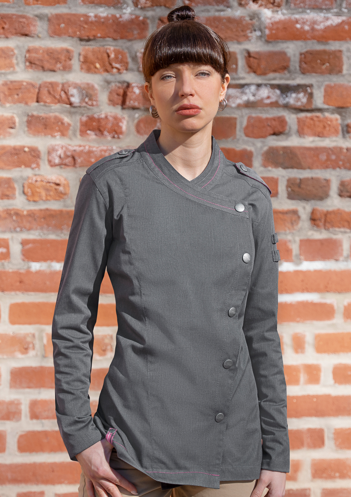 Long-sleeved Ladies' Chef Jacket Denim-Style ROCK CHEF®-Stage2