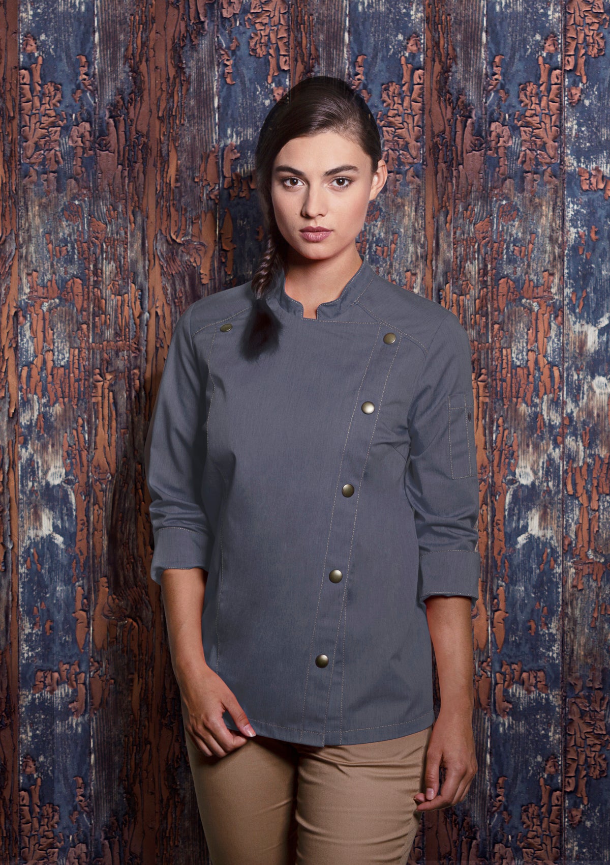 Women's Chef Jacket Jeans-Style Long Sleeves