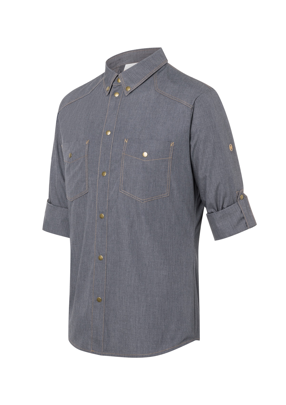 Men's Chef Shirt Jeans-Style Button-Down Long sleeves