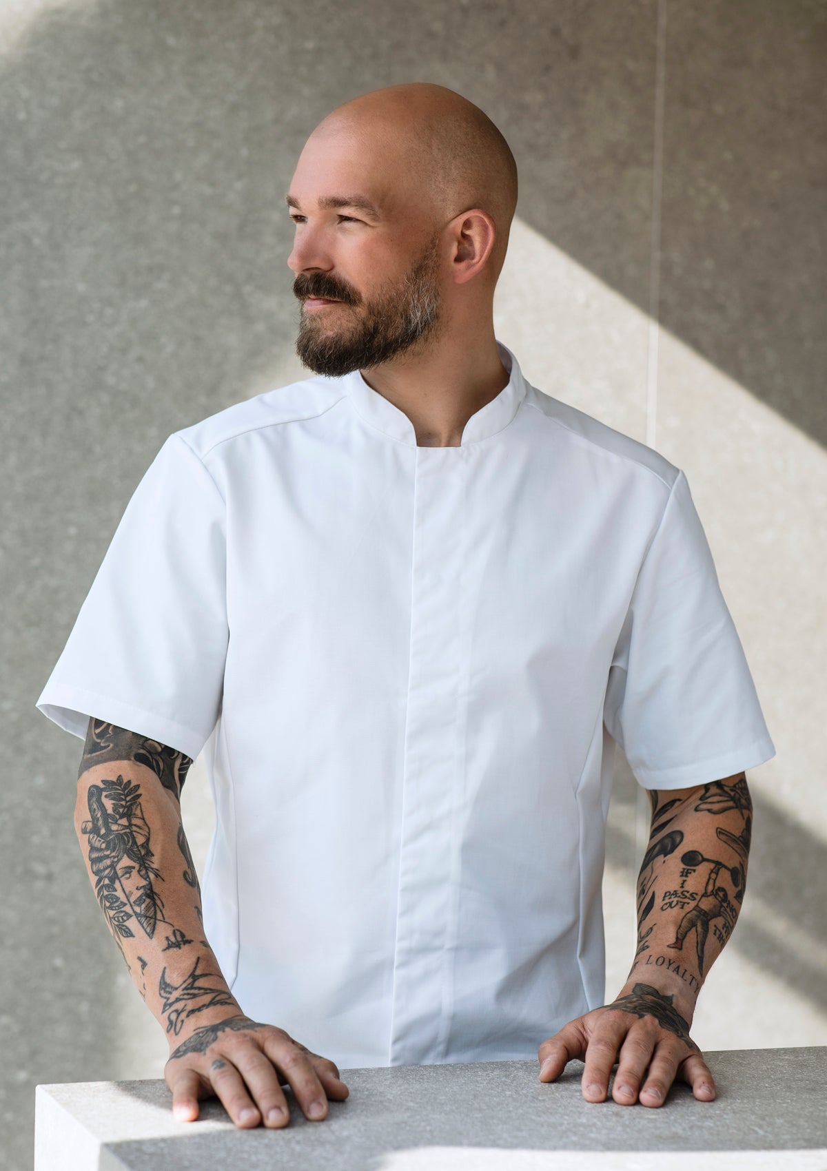 Men's Chef Shirt Slim-Fit Short Sleeves