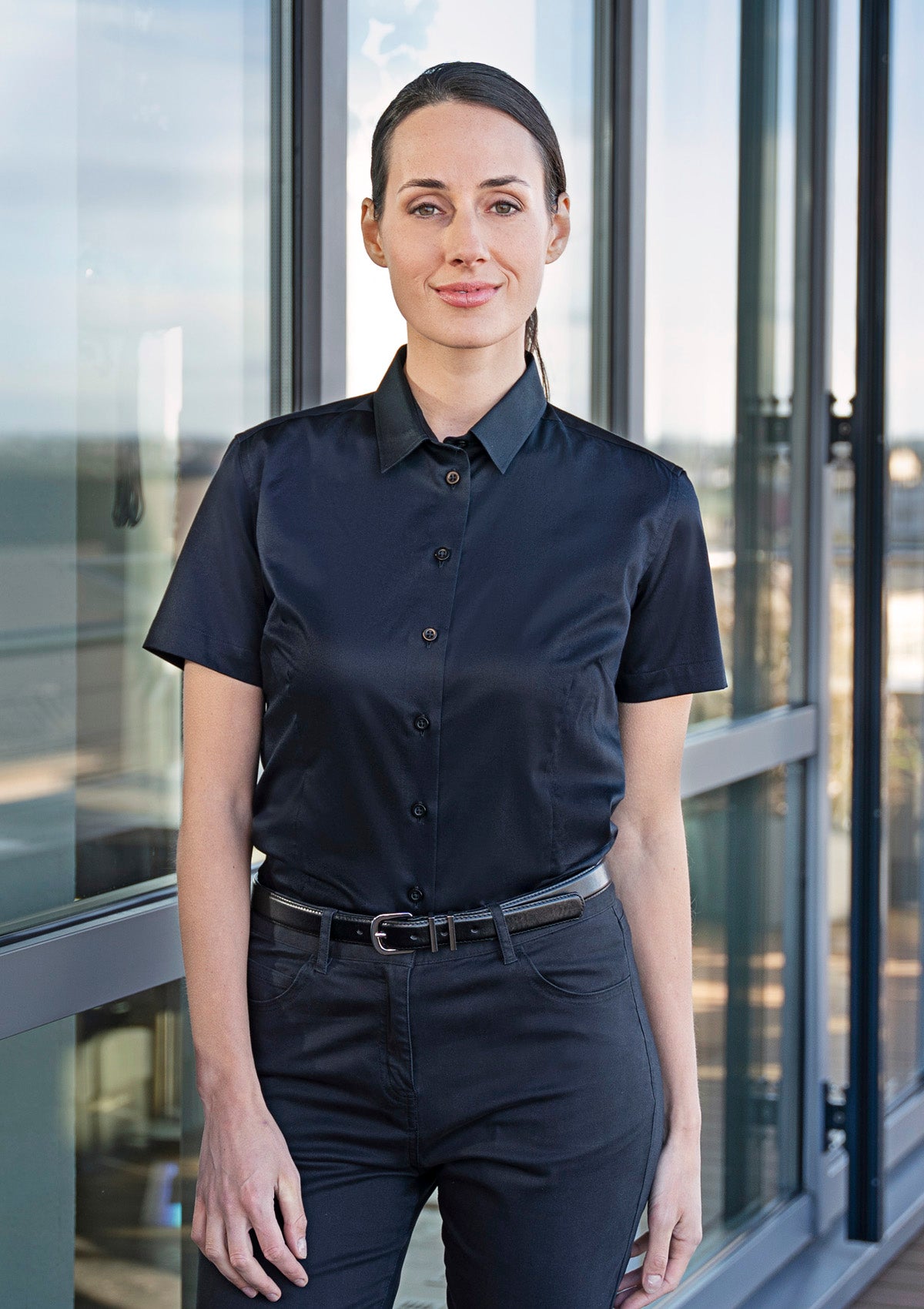 Women's Blouse Active-Stretch Short Sleeves Modern-Fit