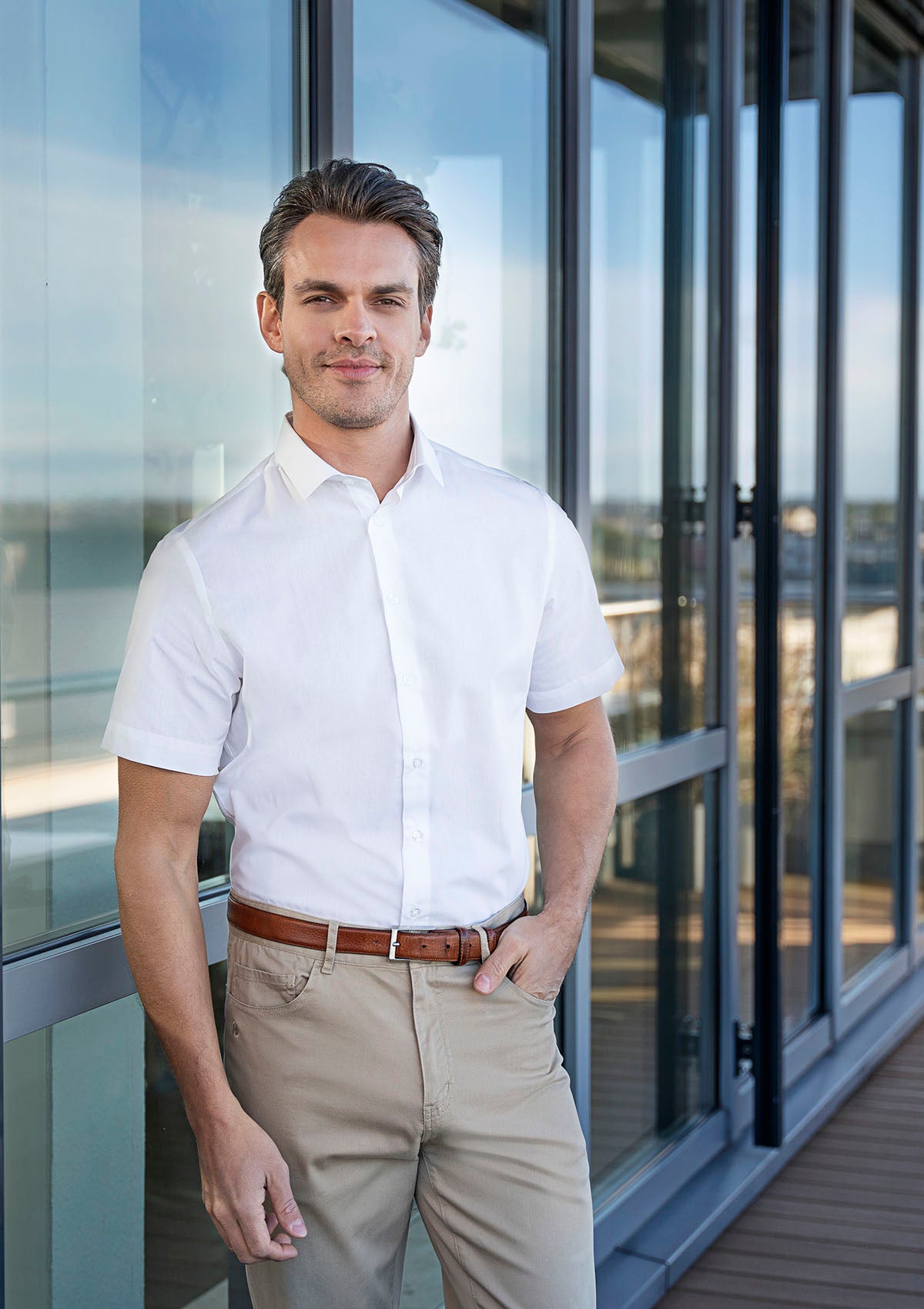 Men's Shirt Active-Stretch Short Sleeves Modern-Fit