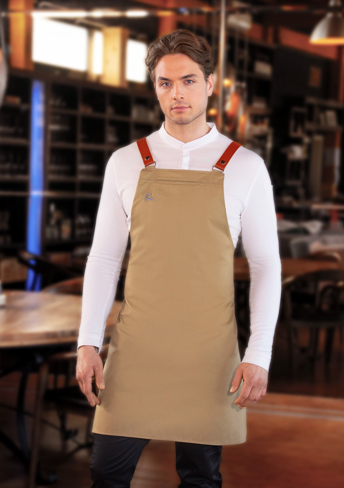 Bib Apron with genuine Leather Straps Unisex