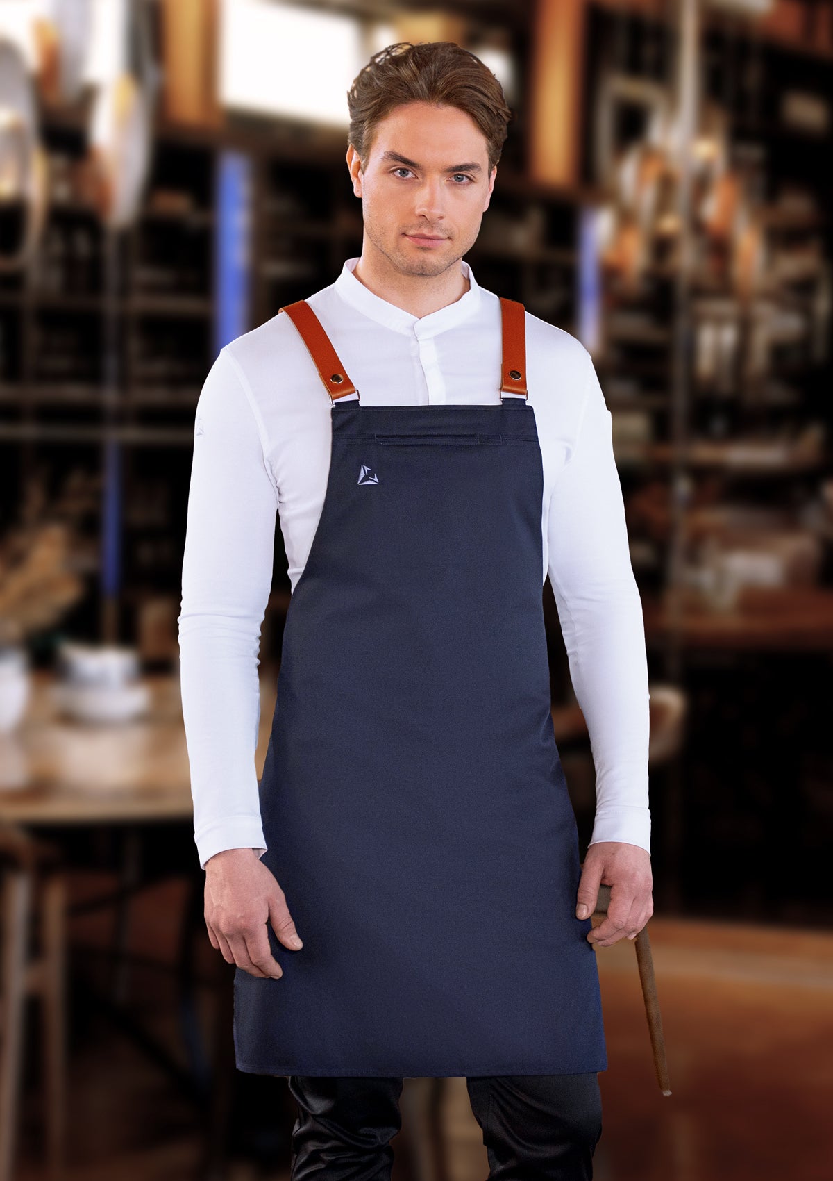 Bib Apron with genuine Leather Straps Unisex