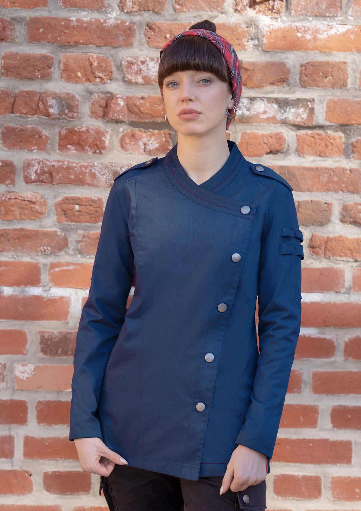 Long-sleeved Women´s Chef Jacket Denim-Style ROCK CHEF®-Stage2 (Sustainable)
