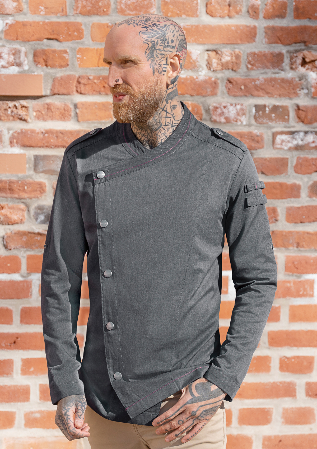 Long-sleeved Men´s Chef Jacket Denim-Style ROCK CHEF®-Stage2