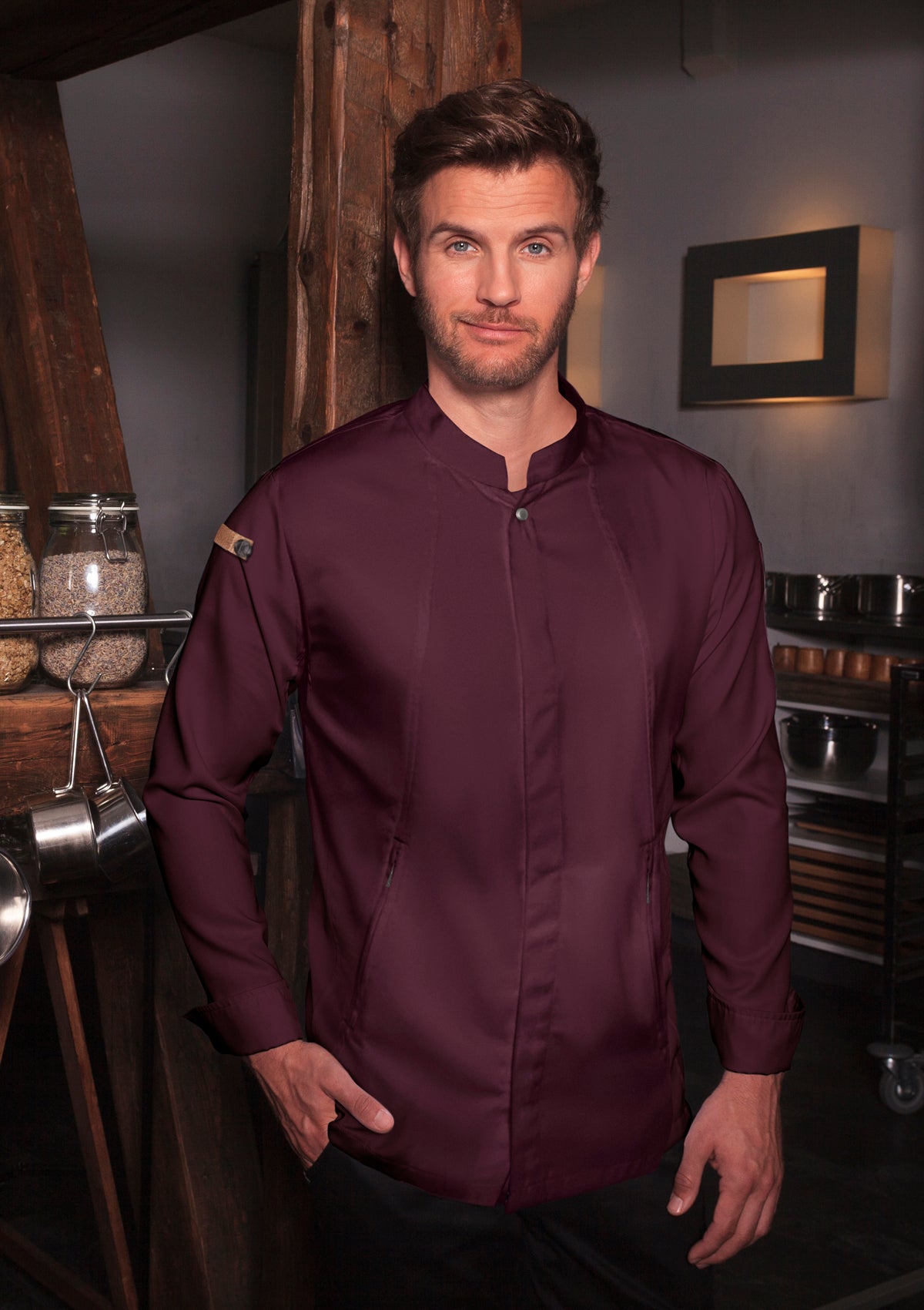 Men's Innovative Chef Shirt Green-Generation Long Sleeves