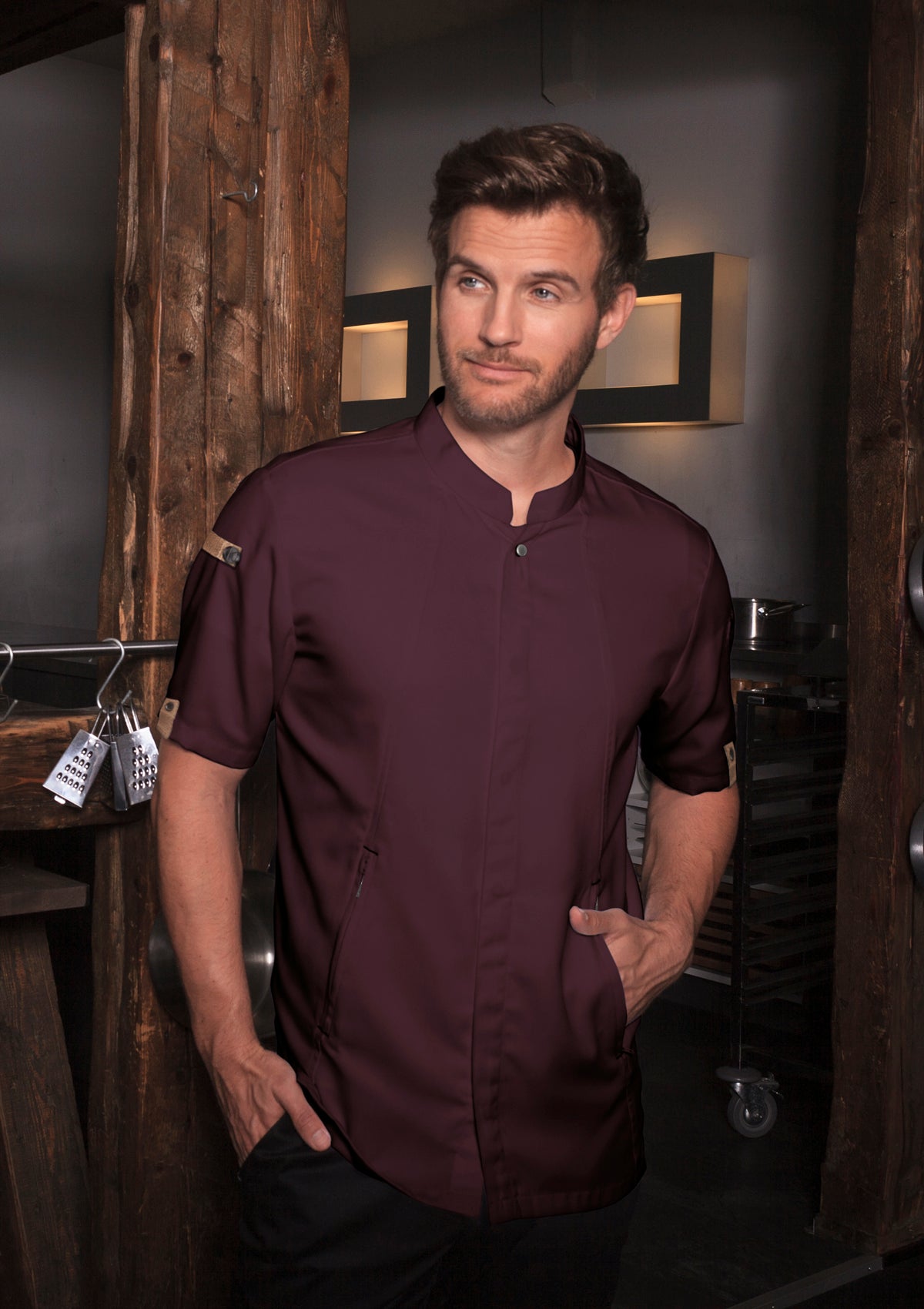 Men's Innovative Chef Shirt Green-Generation Short Sleeves