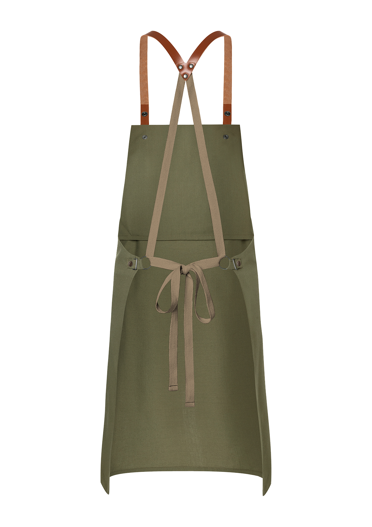 Bib Apron With Leather Straps Green-Generation Unisex
