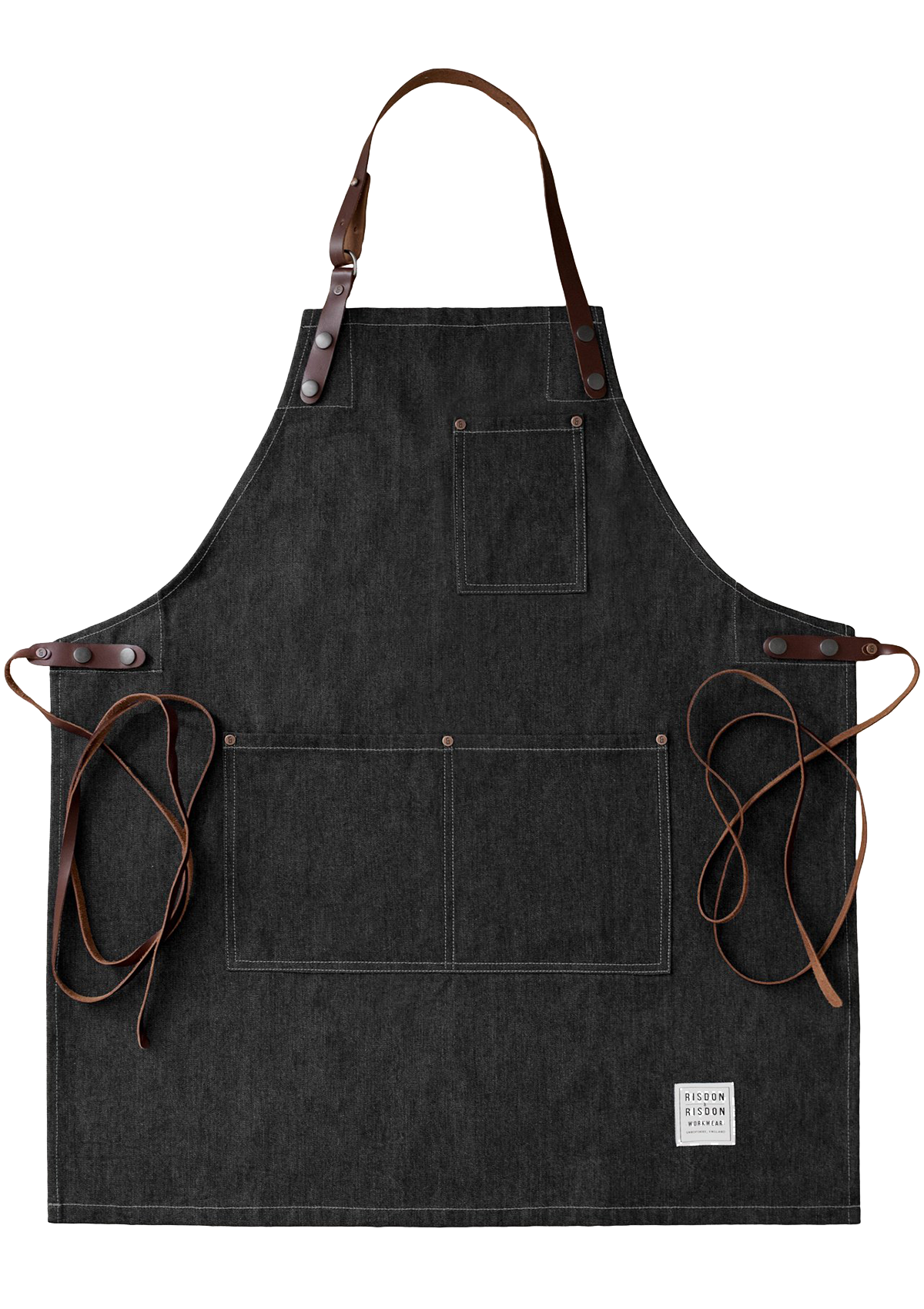 Handcrafted Apron Street in Denim with Leather Straps Unisex