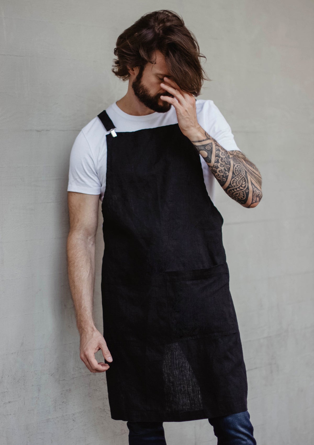 Bib Apron Marseilles In Fine Linen Unisex
