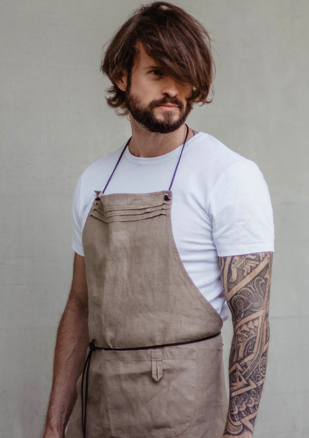 Bib Apron Perth In Fine Linen Unisex